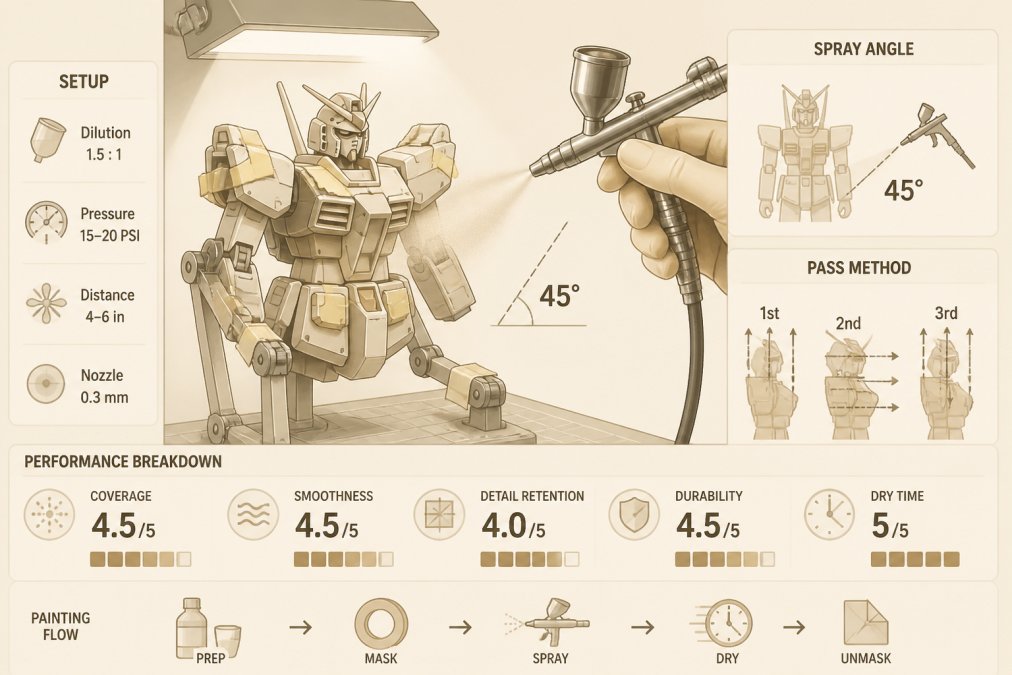 Professional illustration showing Close, Gundam for lacquer vs acrylic paint gunpla