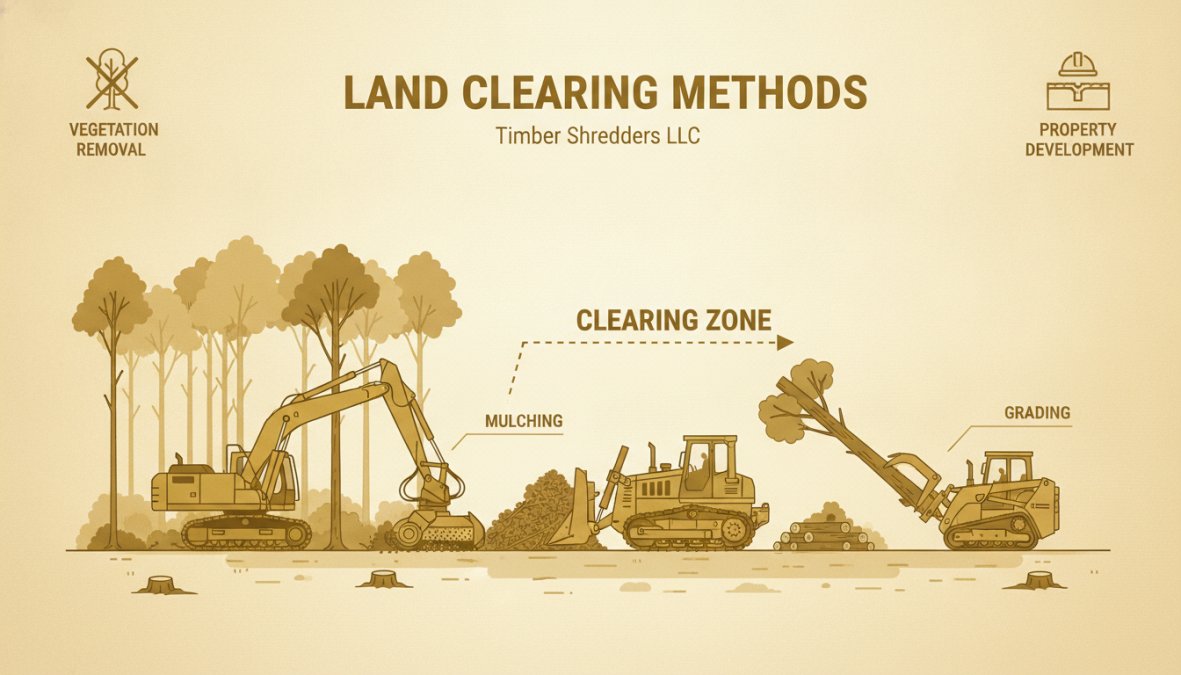 Professional illustration showing land clearing for property development
