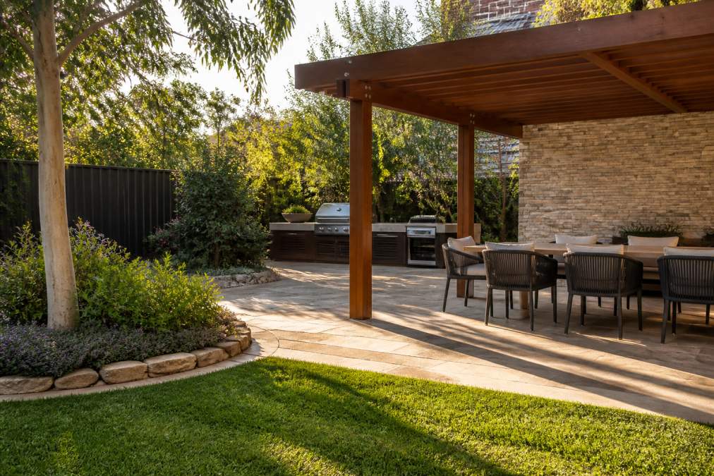 Flowchart detailing the process for landscaping Sydney outdoor living areas with native gardens and pergolas.