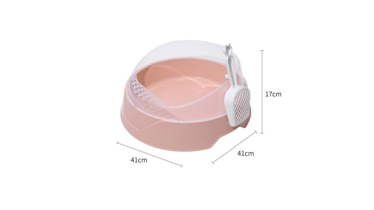 Large Semi-Enclosed Cat Litter Box with Shovel