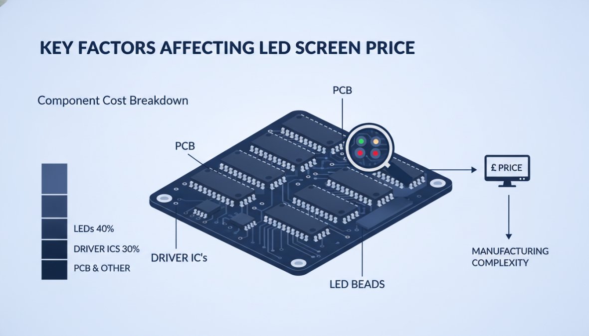 Professional illustration showing LED video screen price