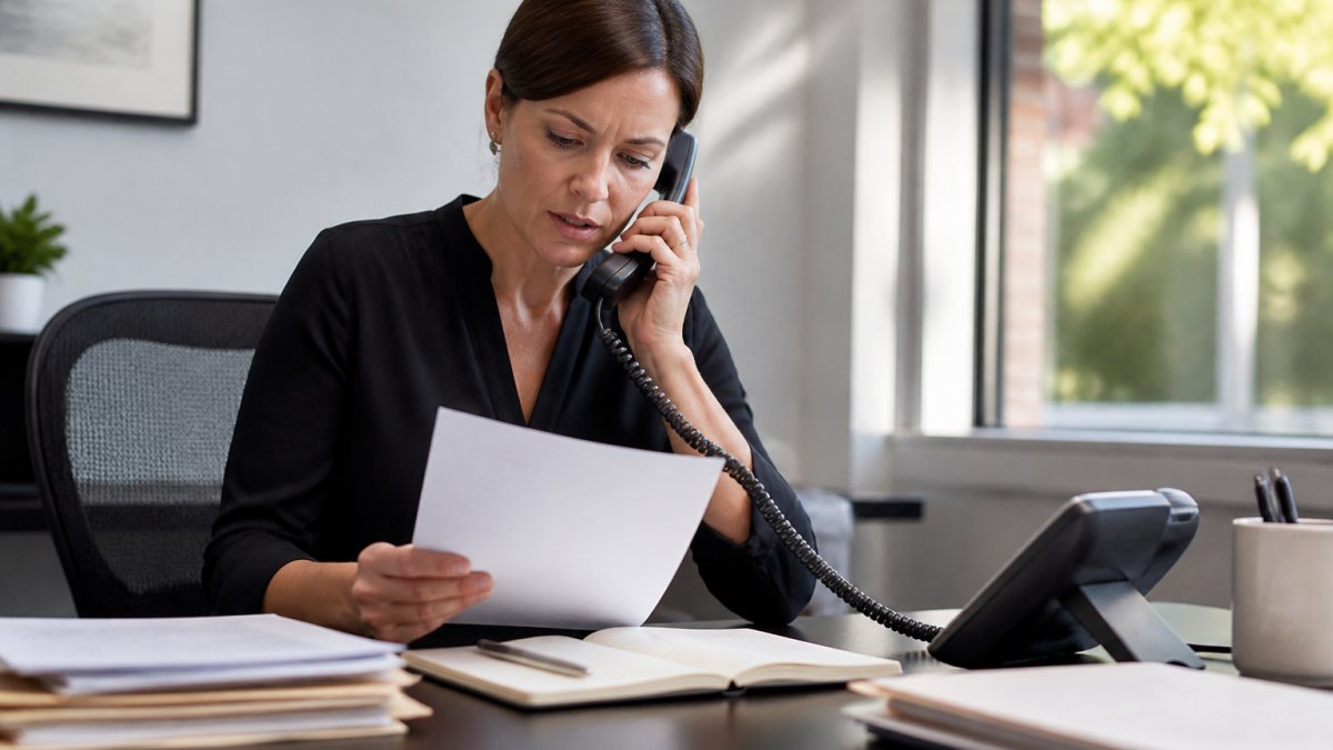 Healthcare manager reviewing incident response plans after a telehealth data breach in a modern clinic office