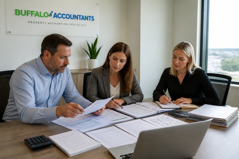 Accounting team reviewing financial statements to ensure covenant compliance during a monthly close process