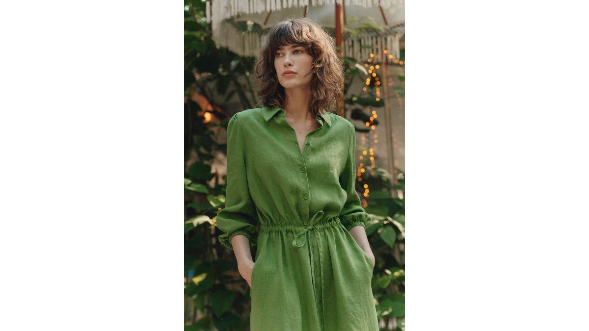 Linen Rhapsody Dress - Foliage Green