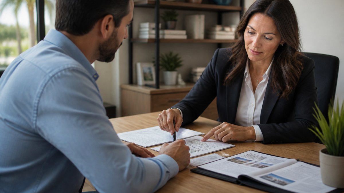 Business owner reviewing policy documents with a local insurance partner Temecula at a desk