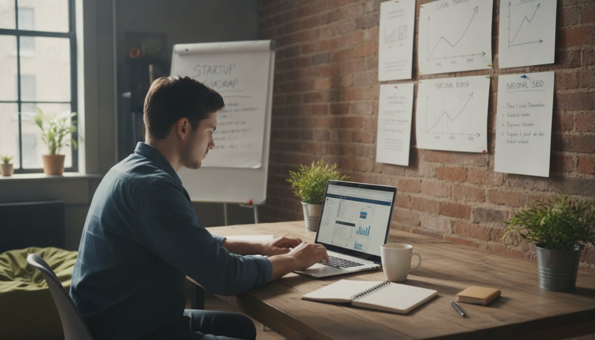 Step-by-step visual guide for local seo vs national seo for startups