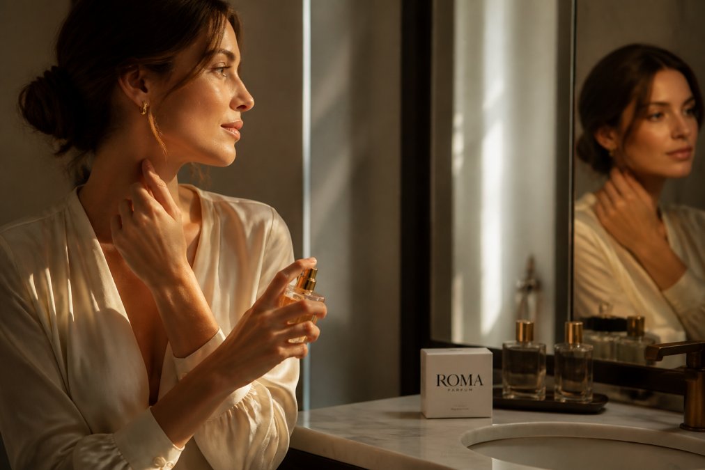 Step-by-step visual guide for Woman for long-lasting office perfumes