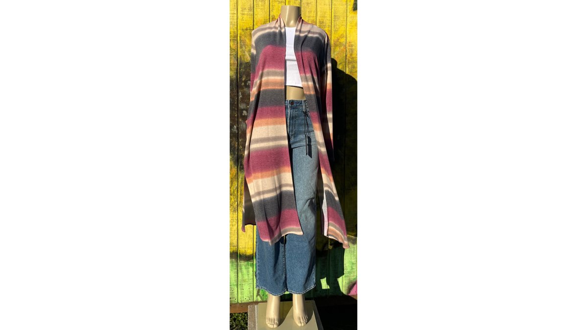 Long Striped Cardigan