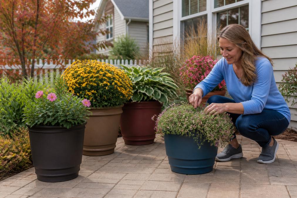 Infographic showing long-term garden planter reviews and plant growth success over multiple seasons