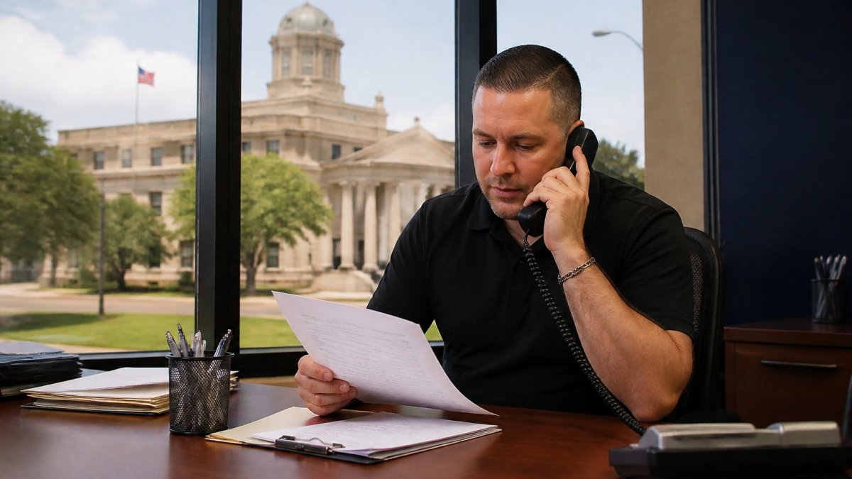 Bail bondsman reviewing paperwork to expedite jail release times