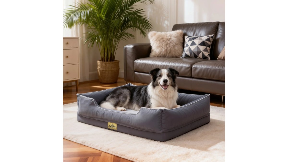 M-3XL Rectangular Dog Beds Orthopedic Dog Pet Sofa Couch Bed with Bolster Washable Pet Couch Lounger Sponge Base for Large Dogs Waterproof Lining Removable Cover