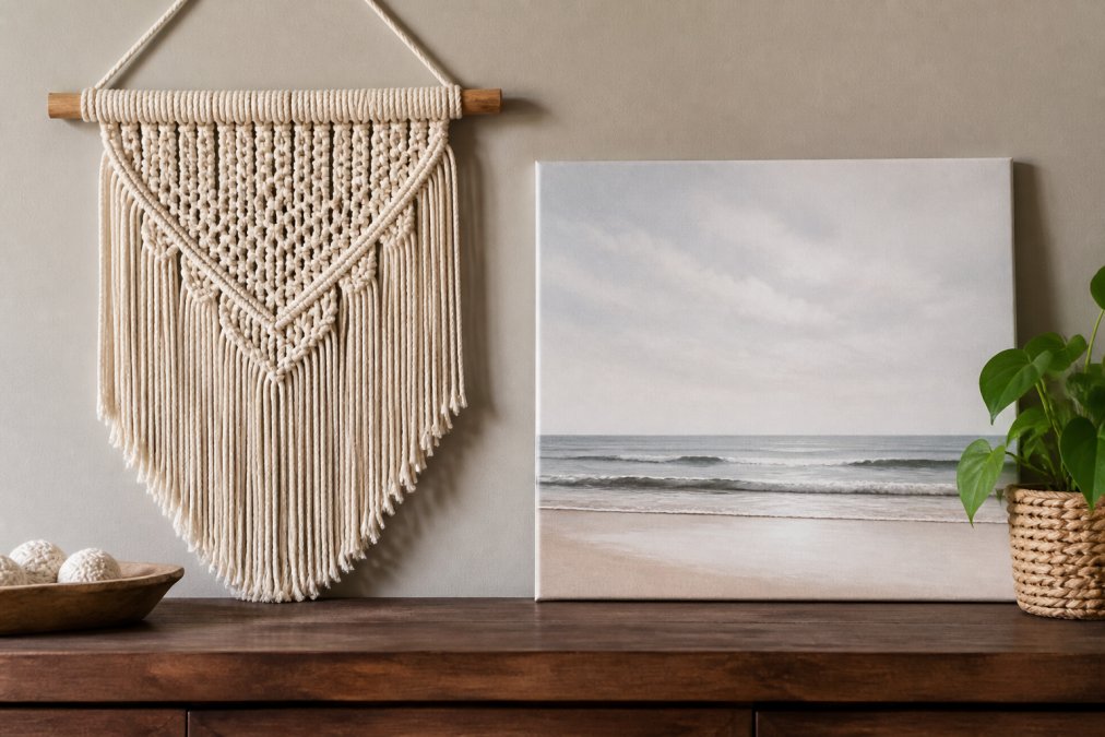 Macrame Wall Art vs Canvas Prints for Living Rooms