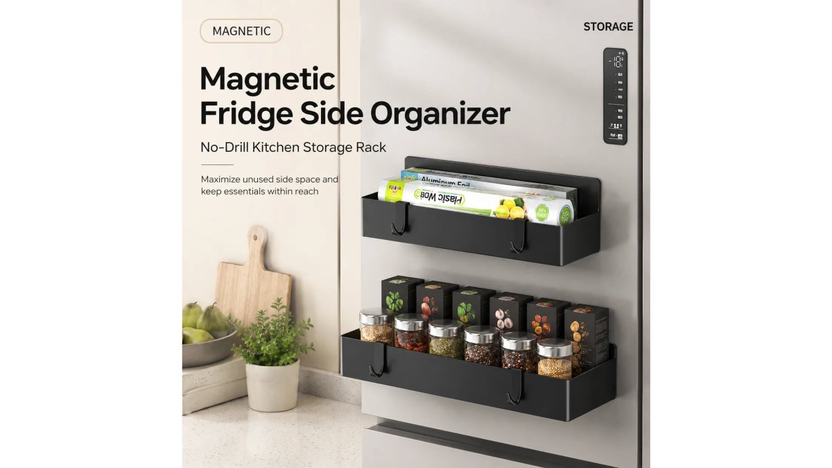 Magnetic Refrigerator Side Storage Rack – No-Drill Spice & Kitchen Organizer
