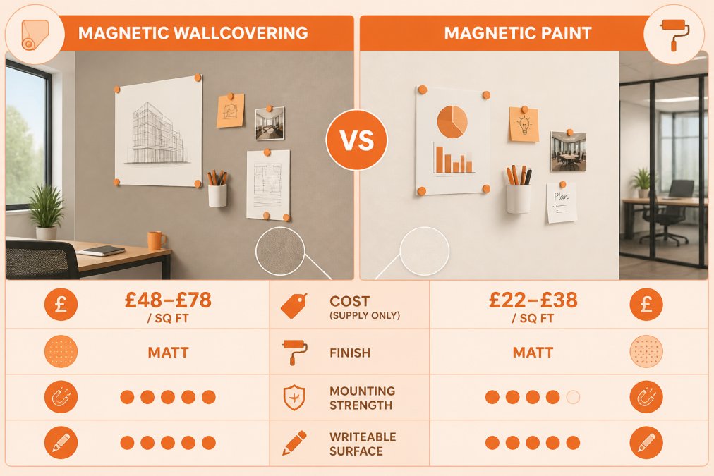 Visual comparison chart showing magnetic wallcovering cost