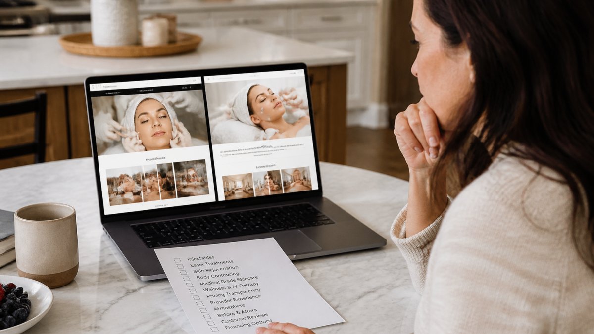 Side-by-side comparison chart analyzing Magnolia Med Skin and Blue Diamond Medspa service offerings