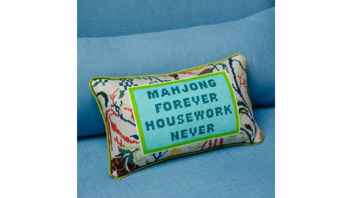 Mahjong Needlepoint Pillow
