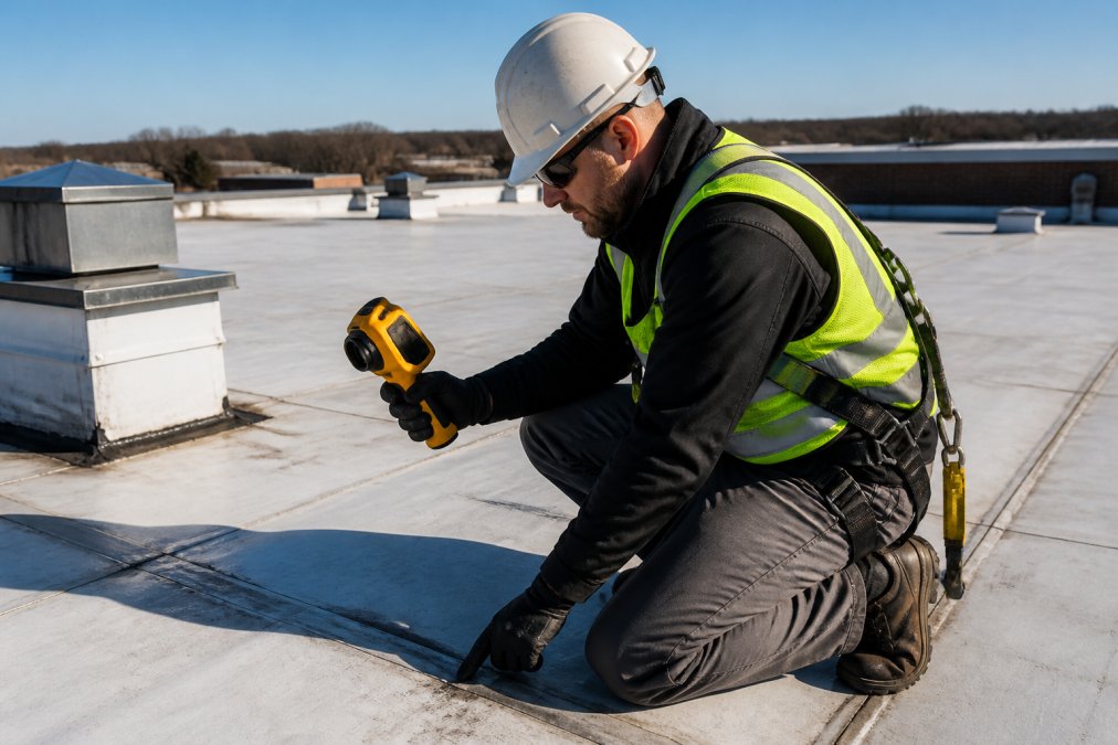 Professional illustration showing Commercial for maintaining commercial roof in ohio