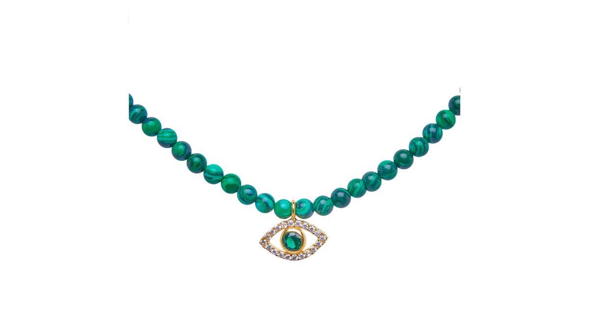 Malachite beaded eye necklace