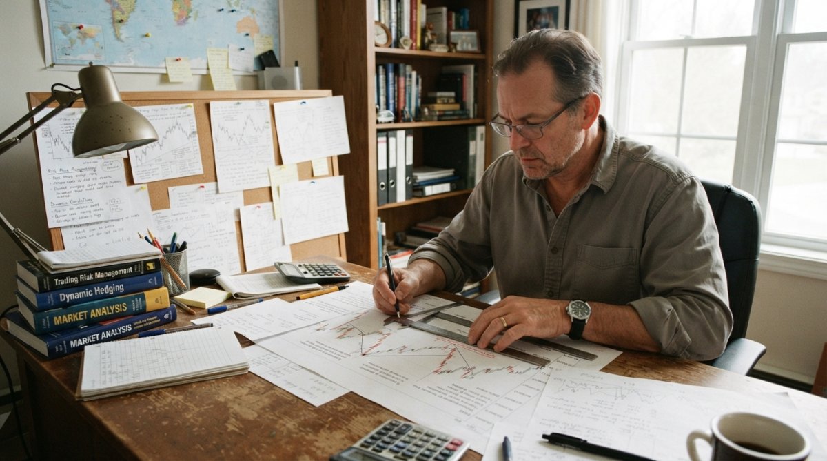 Professional illustration showing Trader for manage trading risk without stop loss