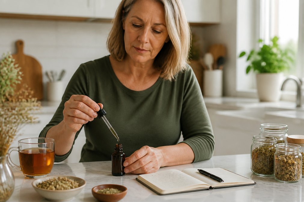 Photo illustrating Dosage, Delivery Methods, and Cycle-Syncing for managing hormonal imbalance with herbs