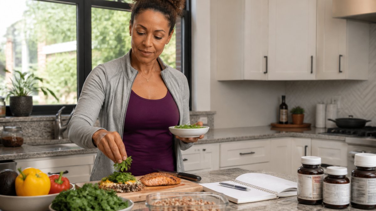 Infographic showing a step-by-step meal planning process to support long-term metabolic health and weight loss.