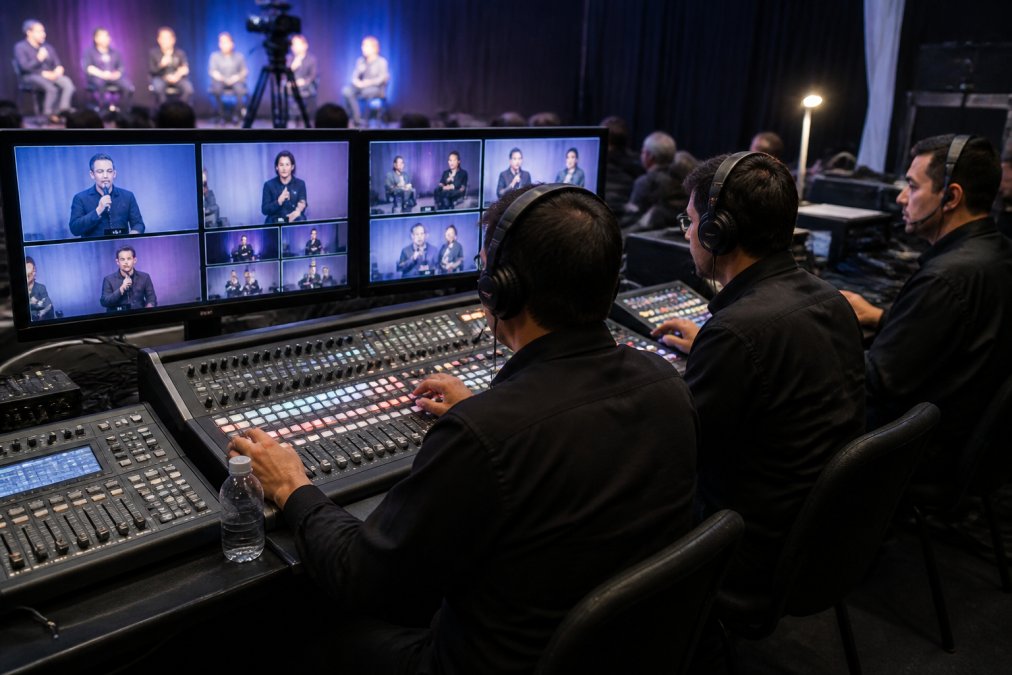 Professional illustration showing Professional for multi-speaker live stream