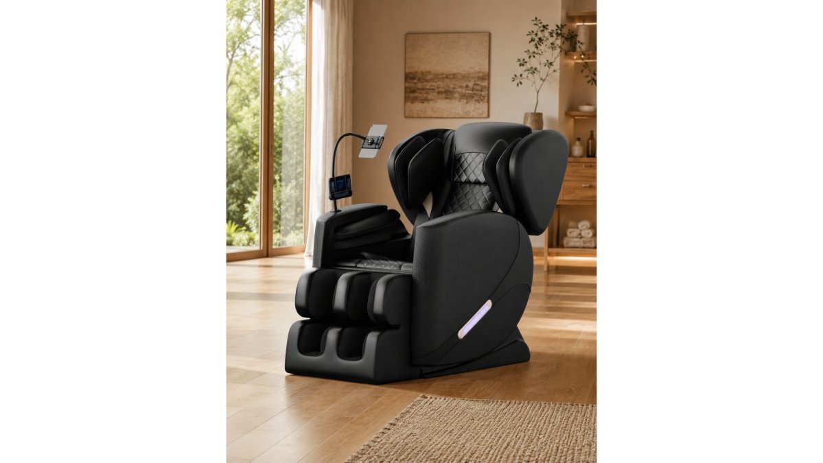 Massage Chair, Full Body Zero Gravity Massage Chair Electric Recliner Chair with Airbag Massage, Heat, Retractable Footstool, Bluetooth Audio Connection and Portable Stand, Black
