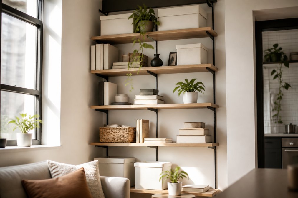 Professional illustration showing small and condo and corner concepts for maximize space small condos