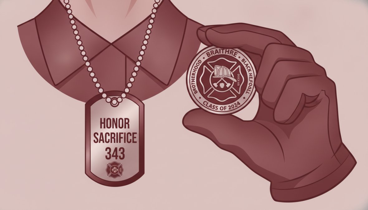 Professional illustration showing meaningful gifts for fire academy graduates