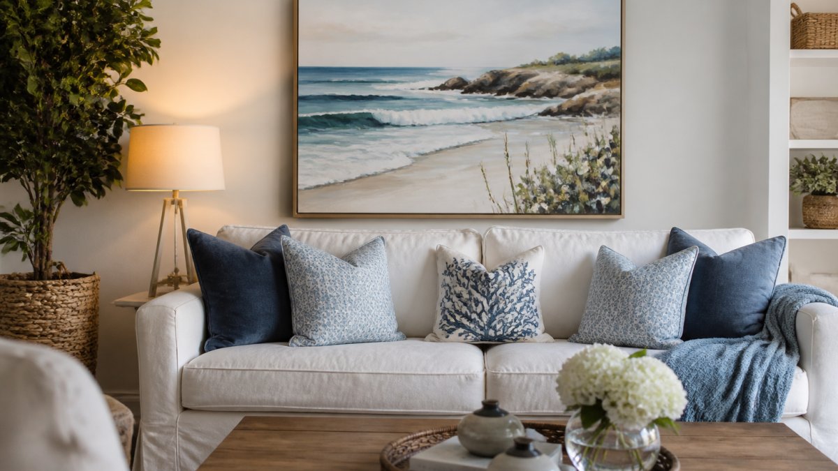 Infographic showing how coastal art prints serve as meaningful housewarming gifts for art lovers by adding color.