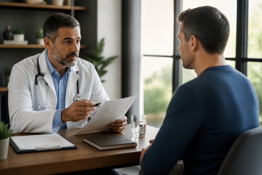 Professional illustration showing Physician for medical weight loss for men
