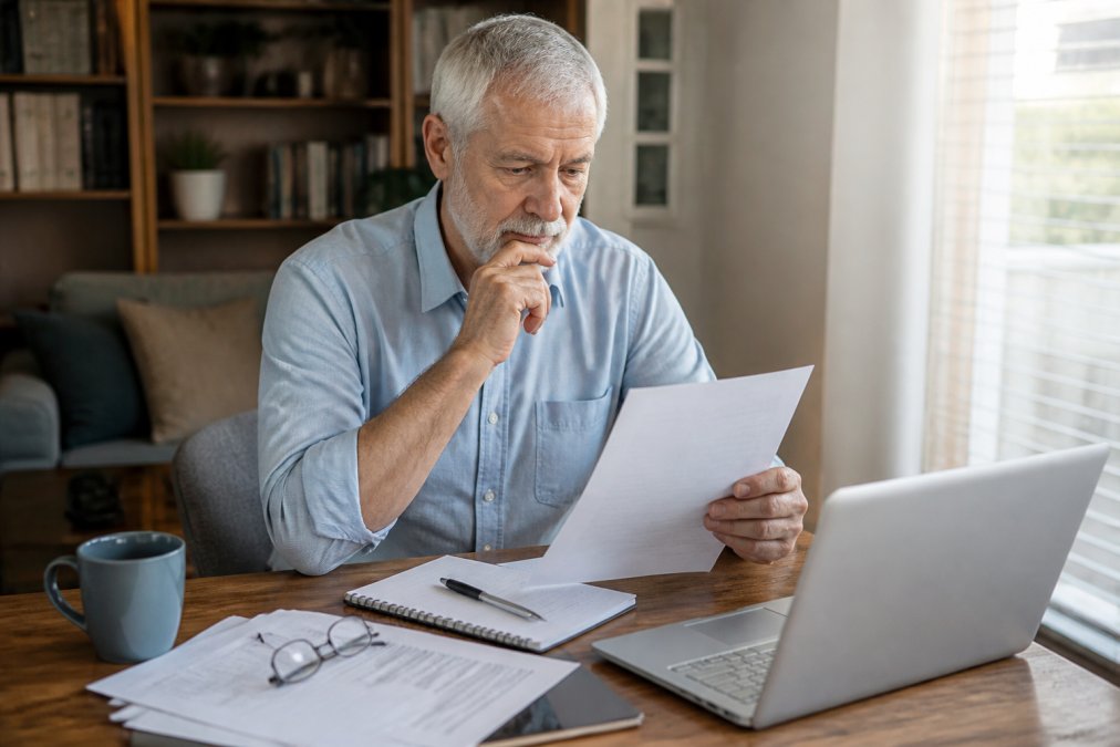Senior reviewing Medicare plan options and special enrollment periods on a laptop at home