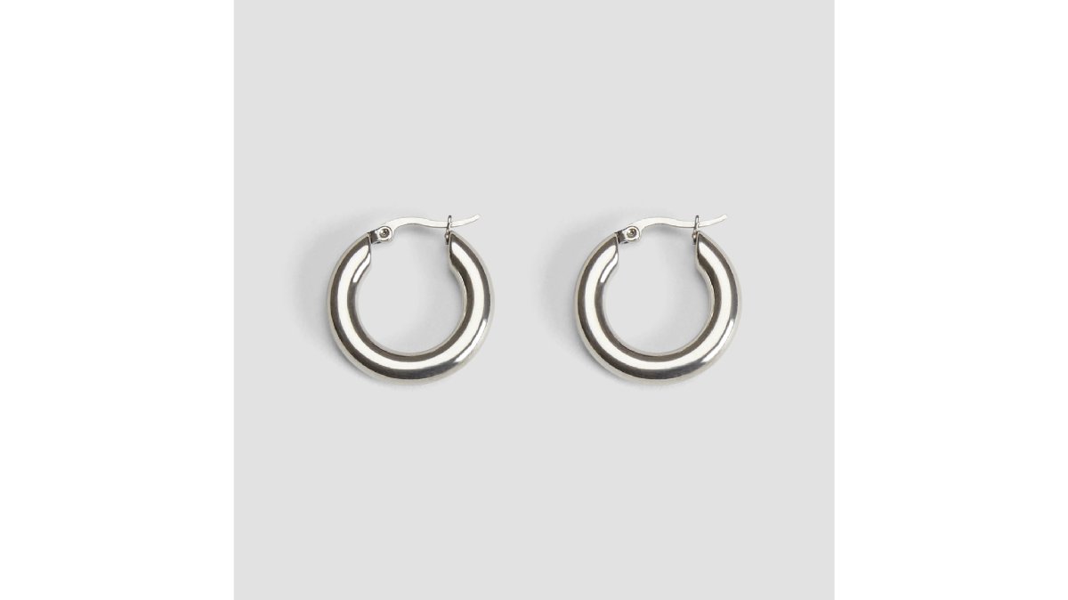 Medium Steel Hoop Earrings - 25mm
