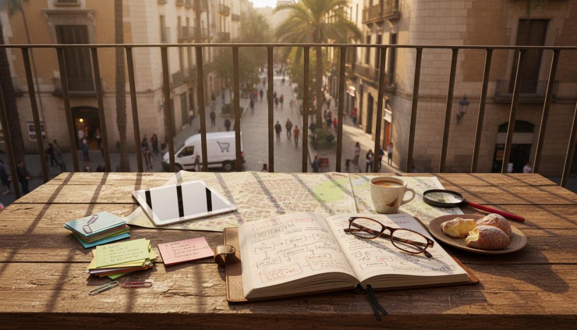 Profesional de [marketing digital](/consultoria-de-marketing-digital/) revisando analítica de ecommerce en un monitor grande en una oficina moderna de Barcelona, con bloc de notas y café en el escritorio, luz natural entrando por ventanales