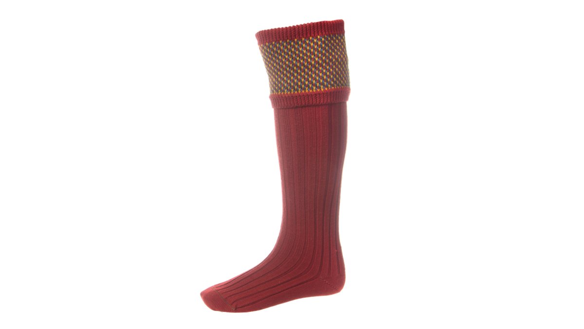 Mens shooting, hunting and fishing socks - House of cheviot -Tayside in Brick Red