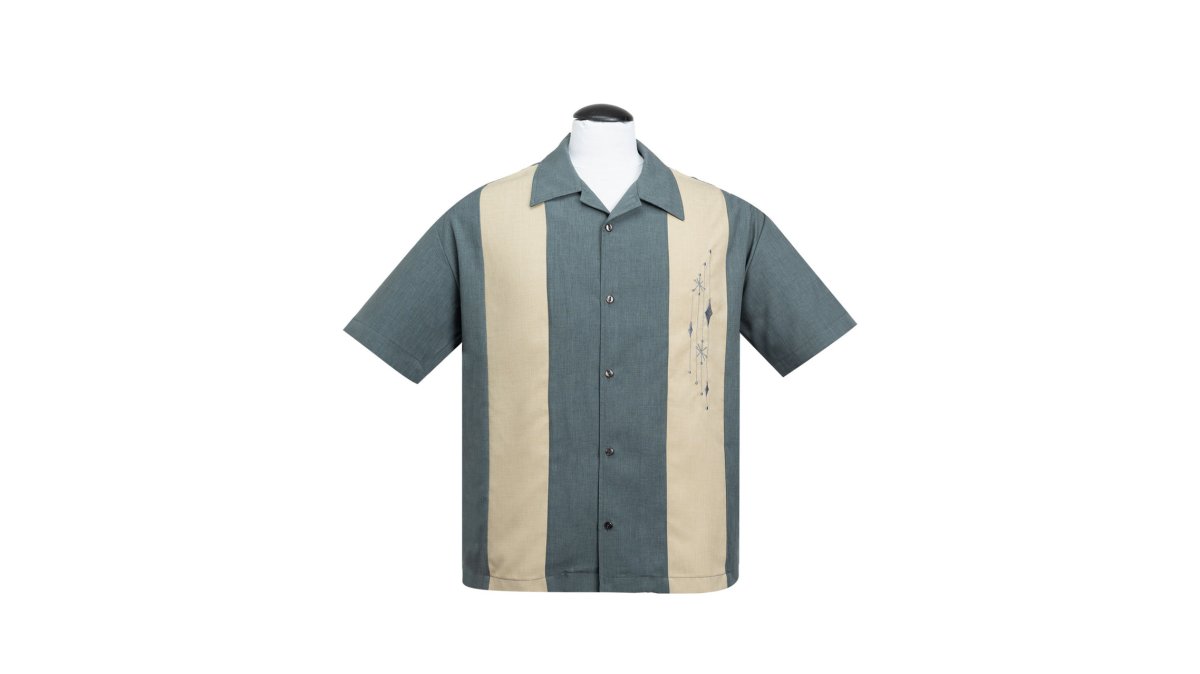 Mid Century Marvel Bowling Shirt in Charcoal