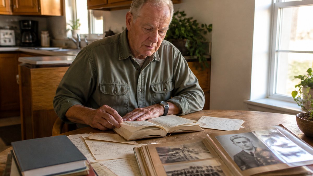 Diagram illustrating the process of verifying military memoirs using personal records, vintage letters, and photographs.