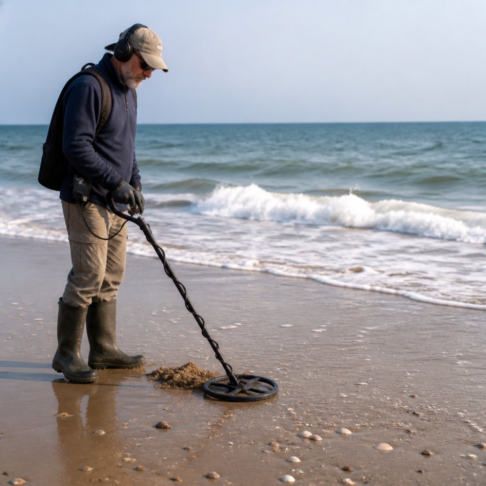 Professional illustration showing Person for metal detector comparison