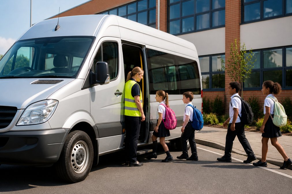 Professional illustration showing well-maintained and minibus and parked concepts for minibus insurance costs