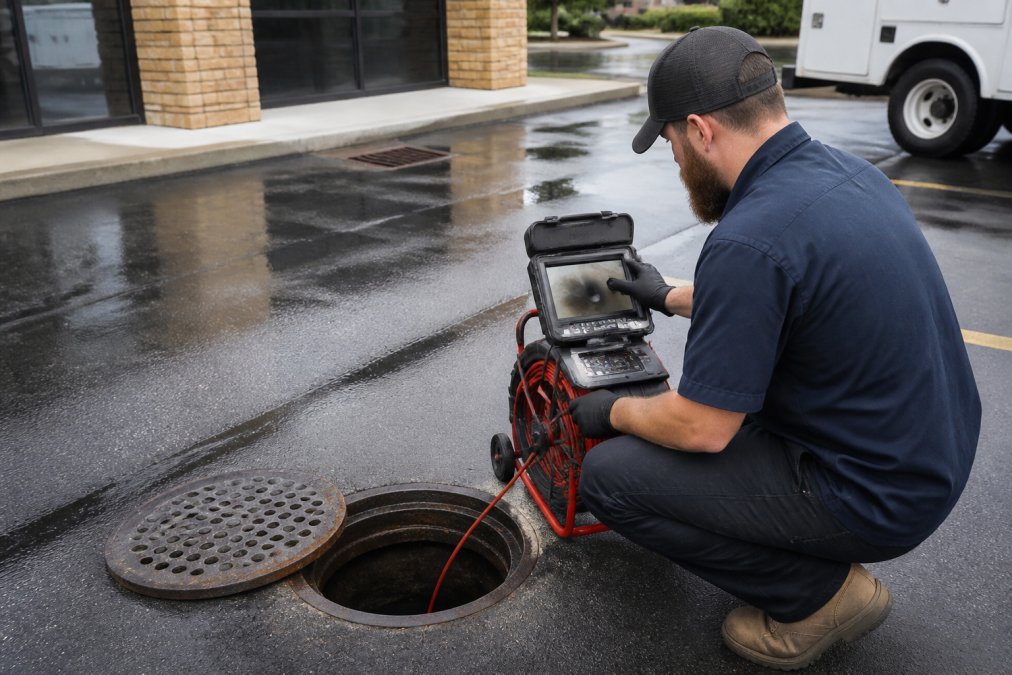 Professional illustration showing minimizing business downtime during sewer repairs