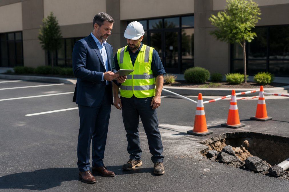Professional illustration showing minimizing business downtime during sewer repairs