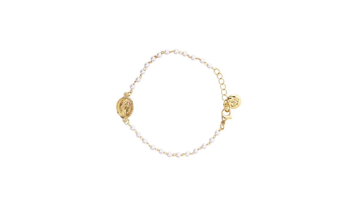 Miraculous Medal First Communion or Flower girl Bracelet - Gift Boxed