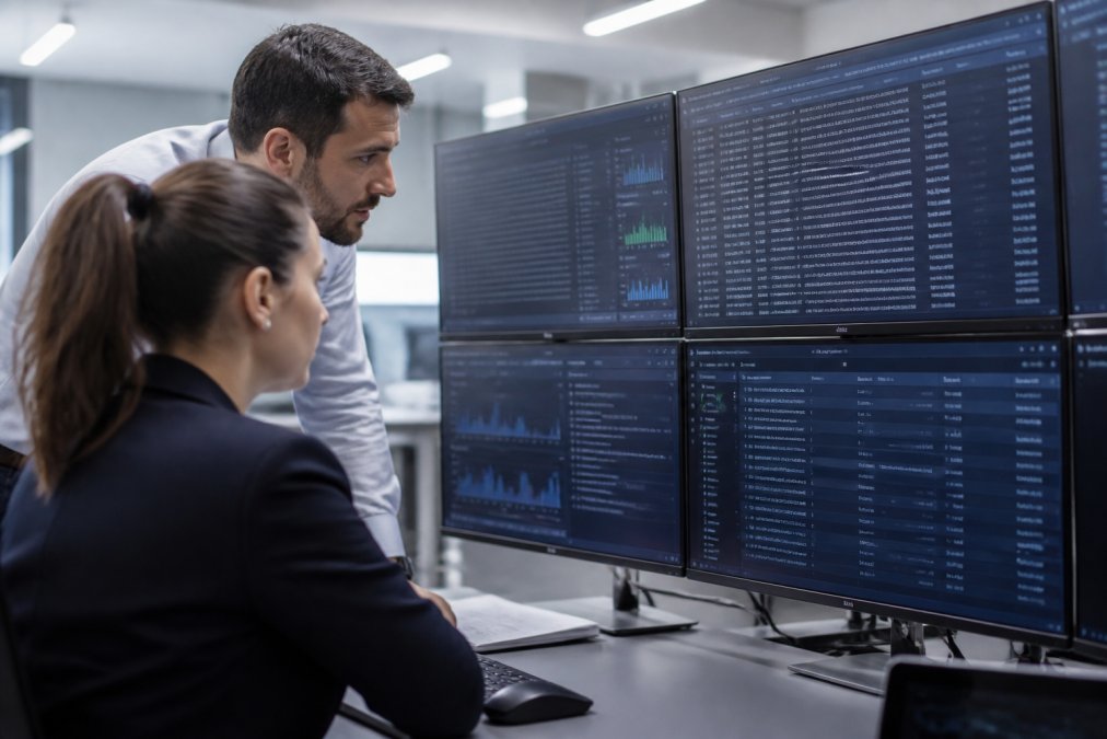 Security team monitoring AI agent dashboards for mitigating risks in autonomous ai agent deployments