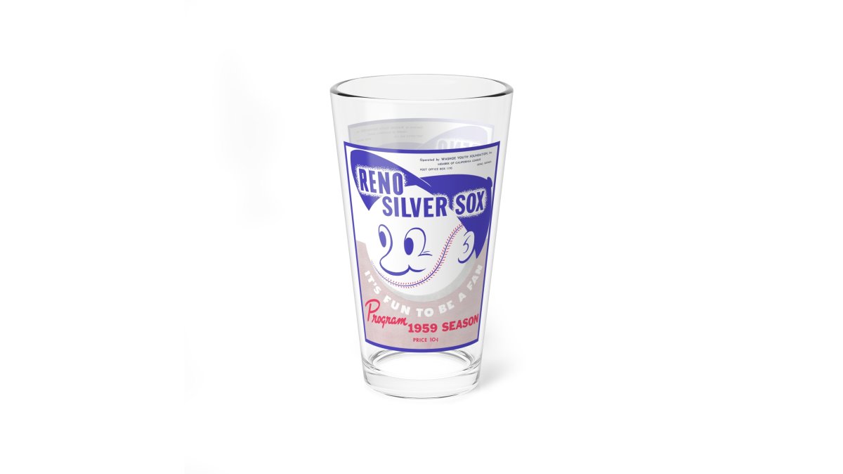 Mixing Glass, Vintage 1959 Baseball Reno Silver Sox, Baseball Fan Gift, Sports Barware, Retro Baseball Decor, Customizable Glassware
