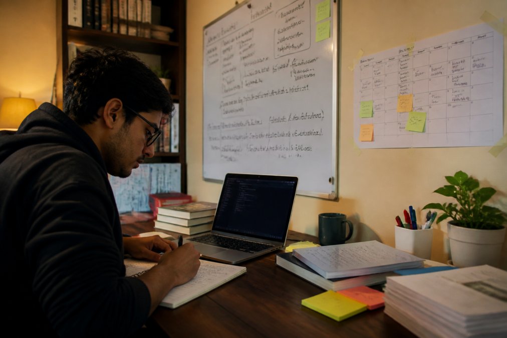 12-week study plan infographic mapping out the stages of a successful ml interview loop for candidates.