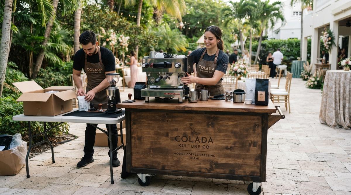 Professional illustration showing Professional for mobile barista for private parties