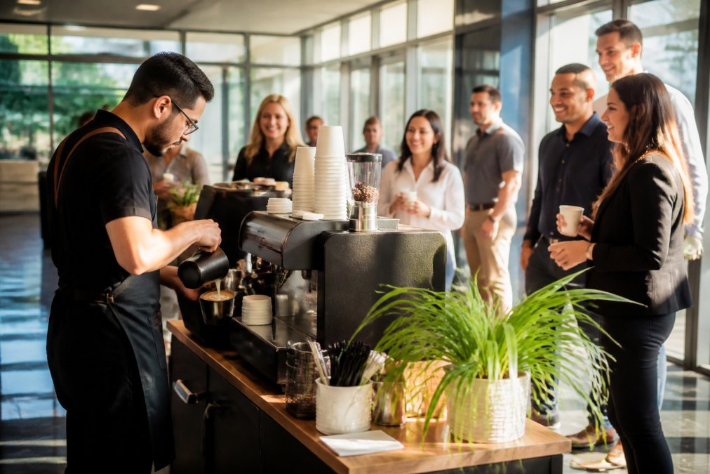 Professional illustration showing Professional for mobile coffee cart for office appreciation