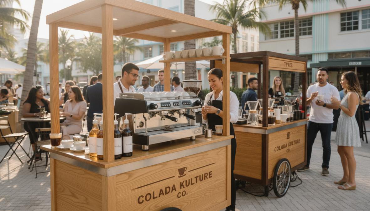 Professional illustration showing Professional for mobile espresso bar