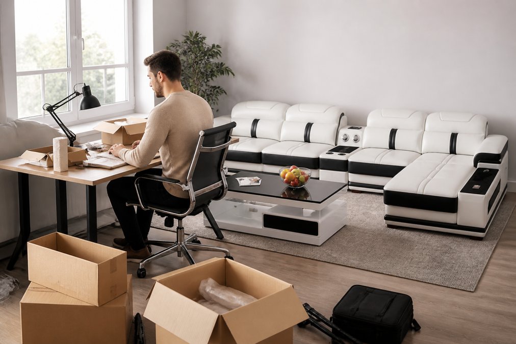 Professional illustration showing Young, LED, Nordic for modern home decor for young professionals