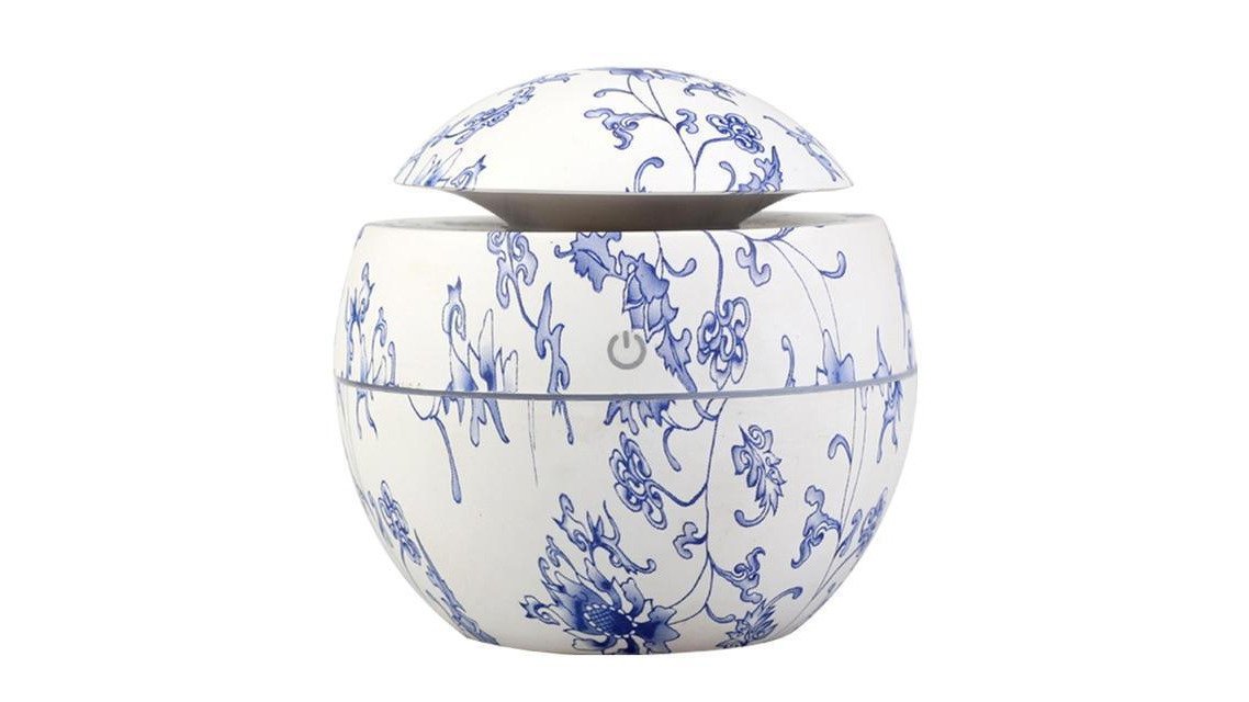 Modern NEW TREND Handmade Print Colorful Rose Mini USB Aroma Essential Oil Diffuser Ultrasonic Air Humidifier Mist Maker Aroma 7 Color LED Light Home Office Decor Diffuser for Living room and Bedroom